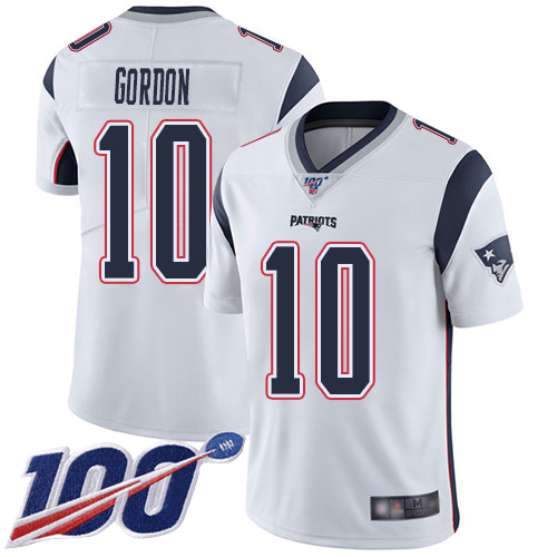 New England Patriots Football 10 Vapor Untouchable 100th Season Limited White Men Josh Gordon Road NFL Jersey